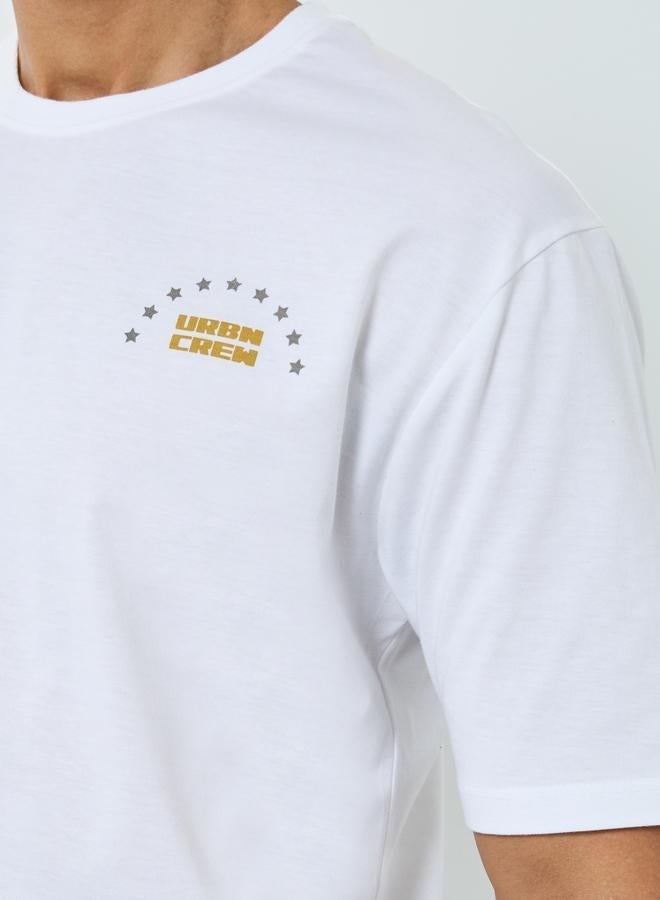 Styli Men White Graphic Print Oversized T-Shirt - Image 3